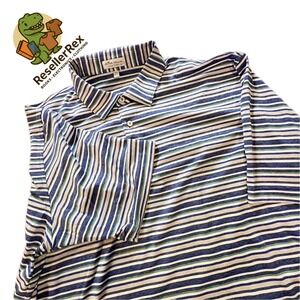 Peter Millar Summer Comfort Polo Shirt XXL Blue Green Stripe Golf Casual Mens
